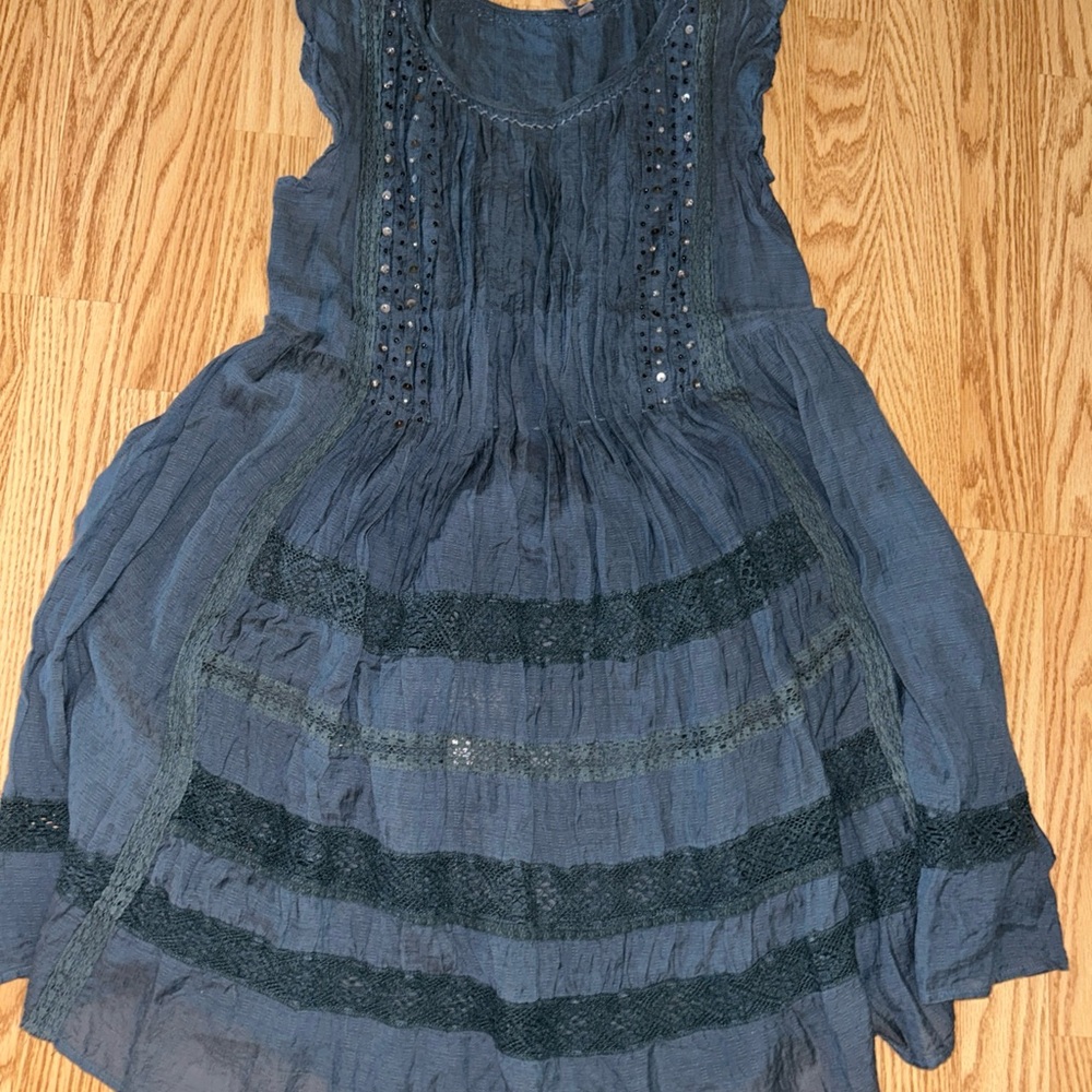Vanessa Virginia Anthropologie Grey Blue Mini Dress